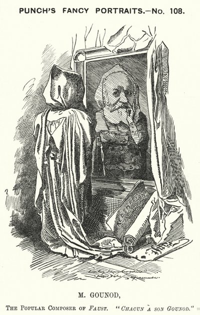 Punch karikatura: Charles Gounod, francouzský skladatel (rytina) od Edward Linley (after) Sambourne