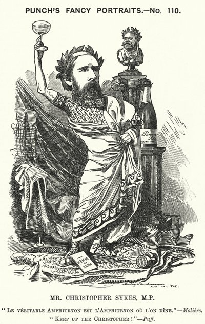 Punch cartoon: Christopher Sykes, anglický konzervativní politik (rytina) od Edward Linley (after) Sambourne
