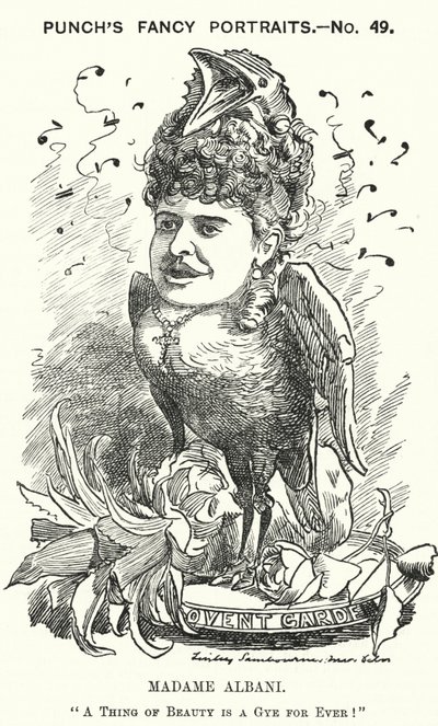 Punch cartoon: Emma Albani, kanadská operní zpěvačka (rytina) od Edward Linley (after) Sambourne