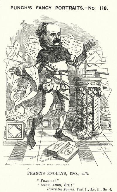 Punch cartoon: Francis Knollys, soukromý tajemník prince z Walesu (rytina) od Edward Linley (after) Sambourne
