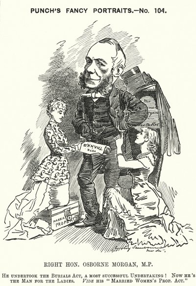 Punch cartoon: George Osborne Morgan, velšský právník a liberální politik (rytina) od Edward Linley (after) Sambourne