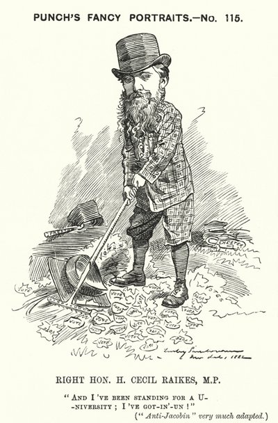 Punch cartoon: Henry Cecil Raikes, anglický konzervativní politik (rytina) od Edward Linley (after) Sambourne