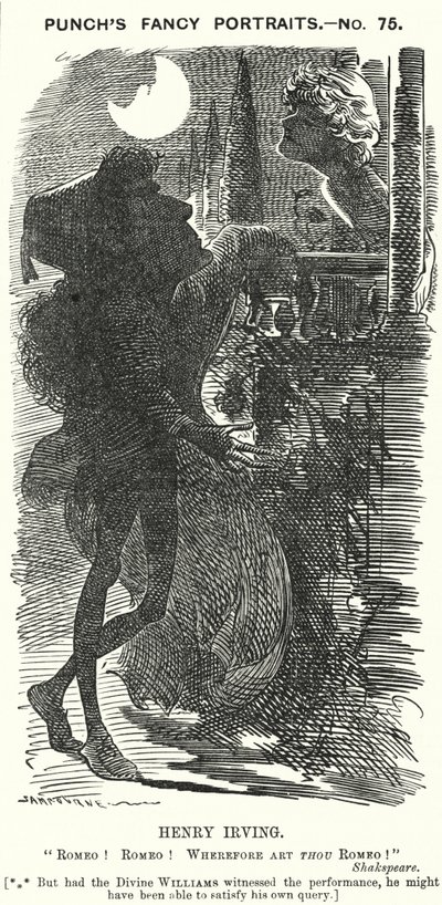 Punch cartoon: Henry Irving, anglický herec (rytina) od Edward Linley (after) Sambourne
