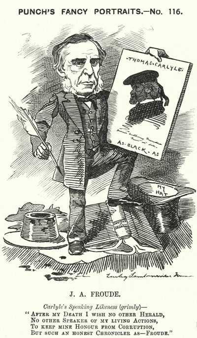 Punch cartoon: James Anthony Froude, anglický historik, romanopisec a autor životopisů (rytina) od Edward Linley (after) Sambourne