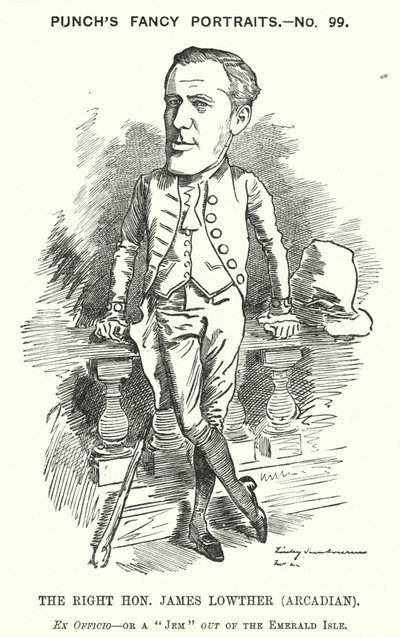 Punch cartoon: James Lowther, anglický konzervativní politik a sportovec (rytina) od Edward Linley (after) Sambourne