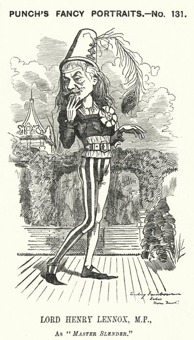Punch cartoon: Lord Henry Lennox, anglický konzervativní politik (rytina) od Edward Linley (after) Sambourne