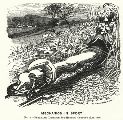 Punch cartoon: Mechanici ve sportu. č. 4. - Pneumatic Expatch Fox Hunting Company (Limited) (rytina) od Edward Linley (after) Sambourne