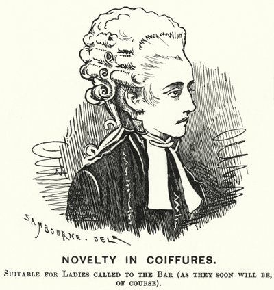 Punch cartoon: Novelty in Coiffures (rytina) od Edward Linley (after) Sambourne