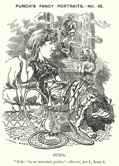 Punch cartoon: Ouida (Maria Louise Rame), anglický romanopisec (rytina) od Edward Linley (after) Sambourne
