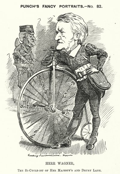 Punch cartoon: Richard Wagner, německý skladatel (rytina) od Edward Linley (after) Sambourne