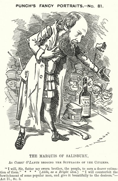 Punch cartoon: Robert Gascoyne-Cecil, 3. markýz ze Salisbury, anglický konzervativní politik (rytina) od Edward Linley (after) Sambourne