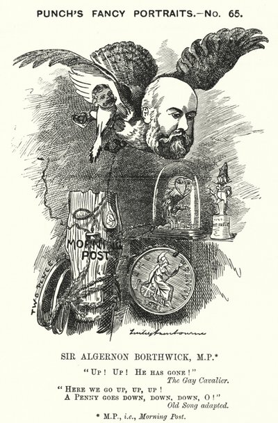 Punč karikatura: Sir Algernon Borthwick od Edward Linley (after) Sambourne