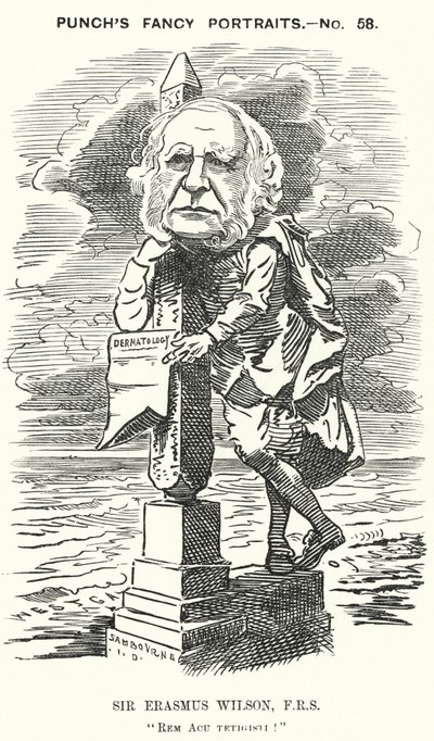 Punch cartoon: Sir Erasmus Wilson, anglický chirurg a dermatolog (rytina) od Edward Linley (after) Sambourne