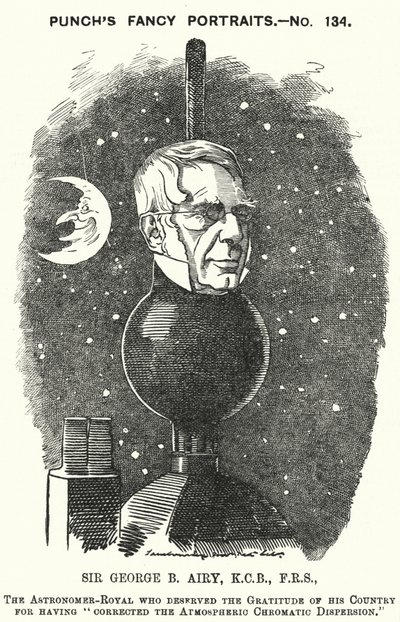 Punch cartoon: Sir George Biddell Airy, anglický astronom Royal (rytina) od Edward Linley (after) Sambourne
