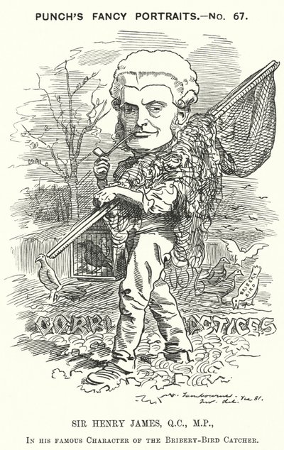 Punch karikatura: Sir Henry James od Edward Linley (after) Sambourne