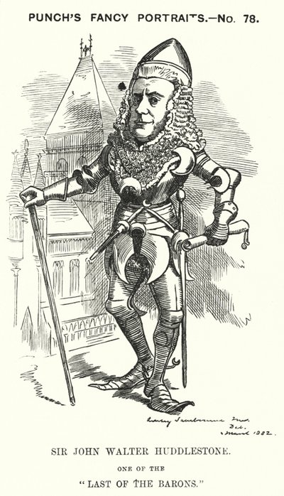 Punch cartoon: Sir John Walter Huddleston, anglický právník a soudce (rytina) od Edward Linley (after) Sambourne