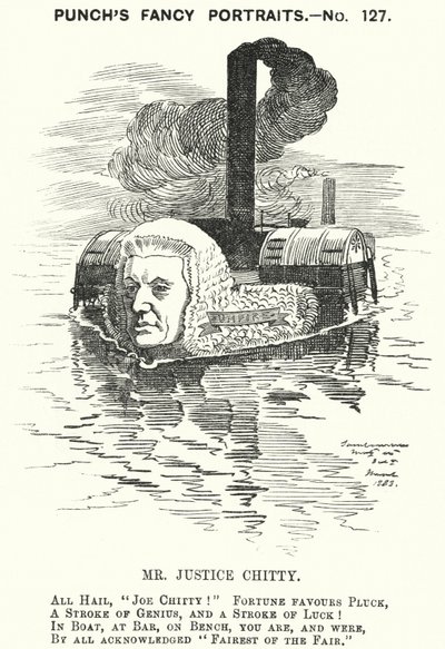 Punch cartoon: Sir Joseph William Chitty, anglický soudce, liberální politik a sportovec (rytina) od Edward Linley (after) Sambourne