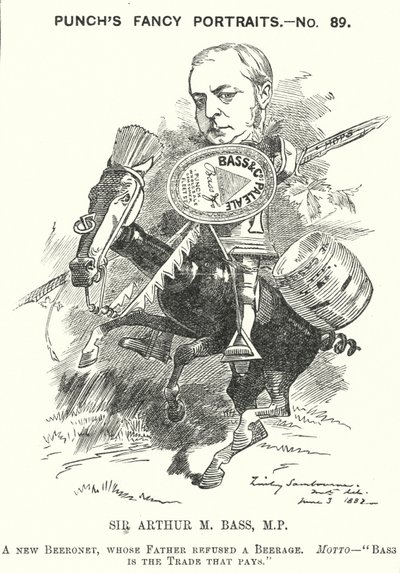 Punch karikatura: Sir Michael Arthur Bass od Edward Linley (after) Sambourne