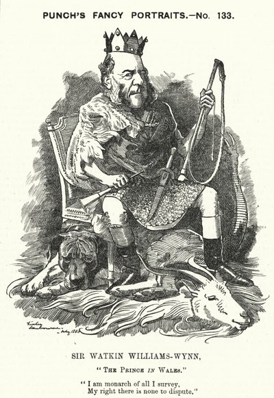 Punch cartoon: Sir Watkin Williams-Wynn, 6. Baronet, velšský konzervativní politik (rytina) od Edward Linley (after) Sambourne