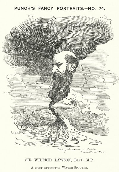 Punch cartoon: Sir Wilfrid Lawson, anglický radikální liberální politik a bojovník za střídmost (rytina) od Edward Linley (after) Sambourne