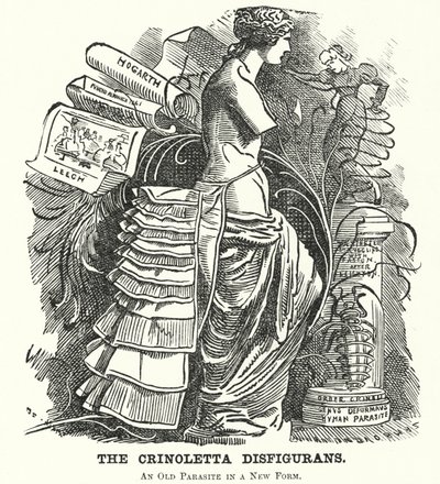 Punch cartoon: The Crinoletta Disfigurans (rytina) od Edward Linley (after) Sambourne
