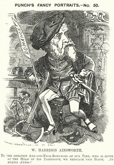 Punch cartoon: William Harrison Ainsworth, anglický historický romanopisec (rytina) od Edward Linley (after) Sambourne