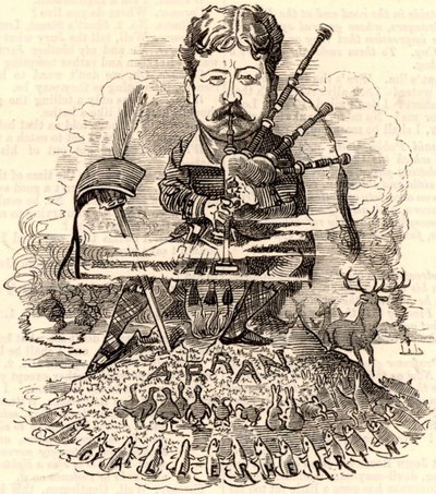 William Douglas-Hamilton hrající na dudy od Edward Linley Sambourne