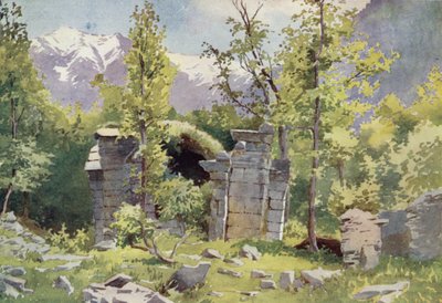 Ruiny chrámů, Wangat, Sind Valley od Edward Mary Joseph Molyneux