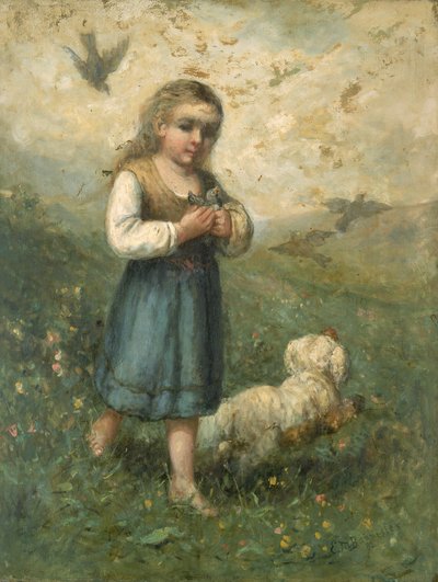 Dítě s ptáky a psem, 1882. od Edward Mitchell Bannister