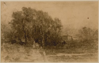 Krajina s lesy, c. 80. léta 19. století (grafit na papíře) od Edward Mitchell Bannister