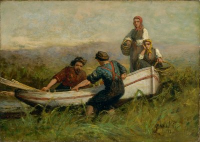 Lidé v blízkosti lodi od Edward Mitchell Bannister