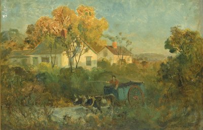 The Drinking Pool muž v povozu s voly u bazénu, 1895. od Edward Mitchell Bannister