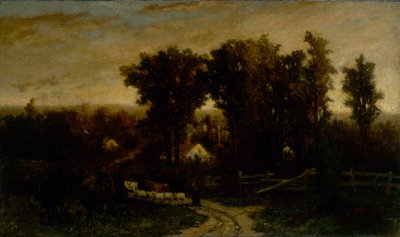 Bez názvu (žena s dobytkem a ovcemi za soumraku) od Edward Mitchell Bannister