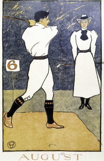 Pár hrající golf - v "" Golfovém kalendáři"" od Edwarda Penfielda od Edward Penfield