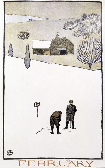 Golf in the Snow - v "" Golf Calendar"" od Edwarda Penfielda od Edward Penfield