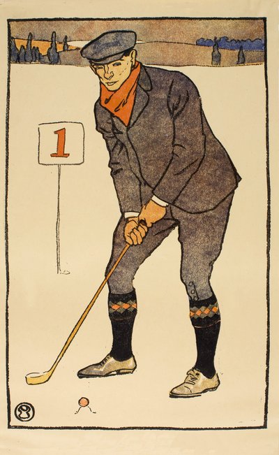 leden , detail z roku 1931 Golfový kalendář, nakl. 1931 od Edward Penfield