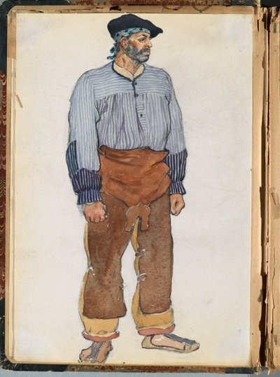 Španělská skica, kolem roku 1911 (wc a grafit na papíře připevněné ve výstřižku) od Edward Penfield