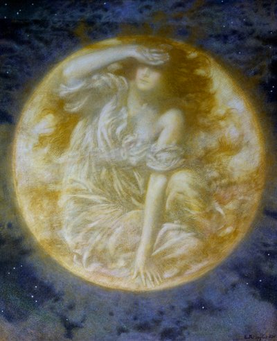 "Zářivý měsíc" Obraz, Edward Robert Hughes (1851-1914) (preraphaelite) Soukromá sbírka od Edward Robert Hughes