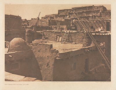 Portfolio XVII, deska 609: Řadové domy v Zuñi od Edward S. Curtis