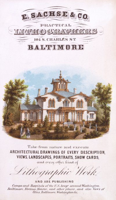 E. Sachse und Co., Practical Lithographers, 104 S. Charles St., Baltimore, (litografie [obchodní karta]) od Edward Sachse