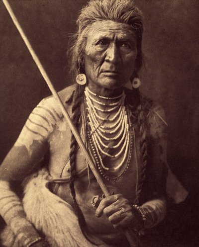 Wolf, Indián Apsaroke (Wolf - Apsaroke také někdy psáno Absaroke) Fotografie převzata ze 4. dílu encyklopedie Edwarda S. Curtise (1868-1952) o Indiánech Severní Ameriky, s předmluvou Theodora Roosevelta. V letech 1907 až 1930, 2 od Edward Sheriff Curtis