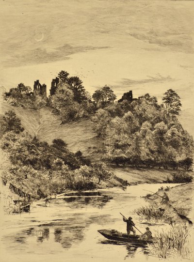 Dove: Hrad Tutbury, kolem roku 1880 (lept) od Edward Slocombe