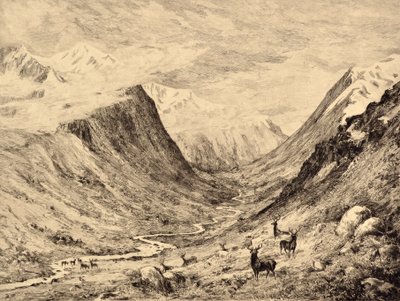 The Highland Dee: Setkání Garcharyho a Lariga Burnse, kolem roku 1880 (lept) od Edward Slocombe