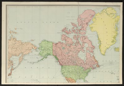 Mapa Sibiře; Aljaška; Kanada; Spojené státy; a Grónsko, Stanford