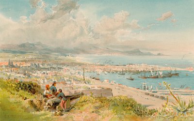 Barcelona, z Montjuich (barevné lito) od Edward Theodore Compton