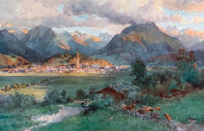 Oberstdorf (barevná litografie) od Edward Theodore Compton