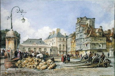 Tržní náměstí na kontinentu (akvarel na papíře) od Edward William Cooke