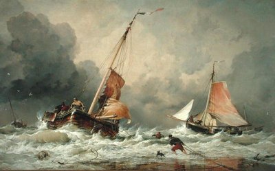 Dutch Pincks připlouvající a připravující se vyplout na moře při návratu přílivu od Edward William Cooke