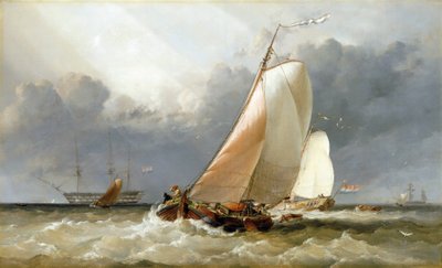 Holandská plachetnice plující po Zuiderzee (Holandsko). Olej na plátně od Edward William Cooke