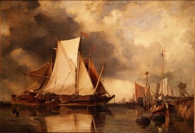 Rybářské lodě na mělčinu na Šeldě od Edward William Cooke